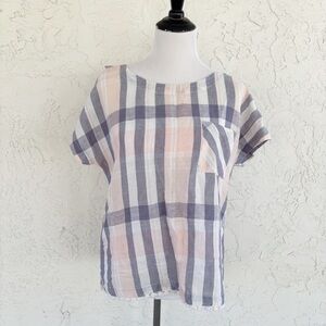 Liz Claiborne Soft Pink and Gray Checkered Blouse